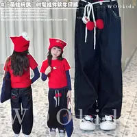 现货-WOOkids8【樱桃猫咪】亲子兄妹童装高定牛仔裤长裤 W25071306