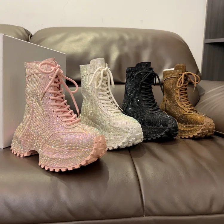 2025新款推荐《茼蒿15厘米》满钻厚底7厘米机车明星同款百搭鞋子