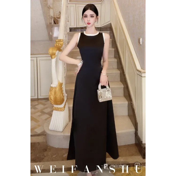 WEIFANSHU/魏凡舒【伦敦旧梦】小个子漏肩长裙收腰气质大摆连衣裙