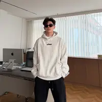 【YUZE】美式潮牌冬季加绒加厚刺绣明线设计款连帽卫衣情侣X251104