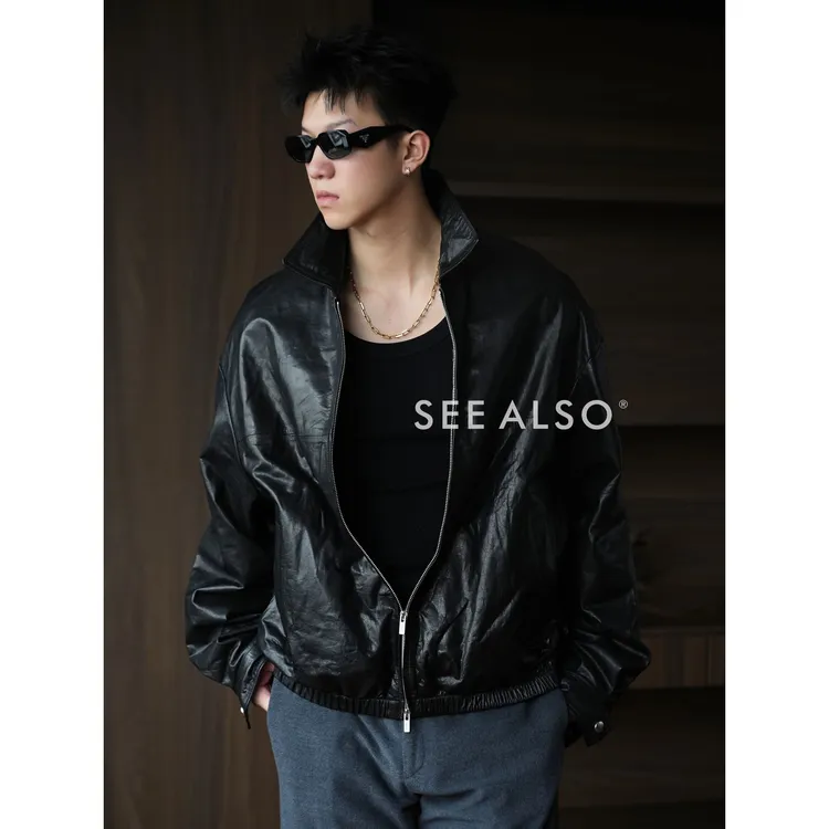 SEE ALSO『年度皮衣！』油蜡水洗100%真牛皮革复古老钱夹克皮衣外套