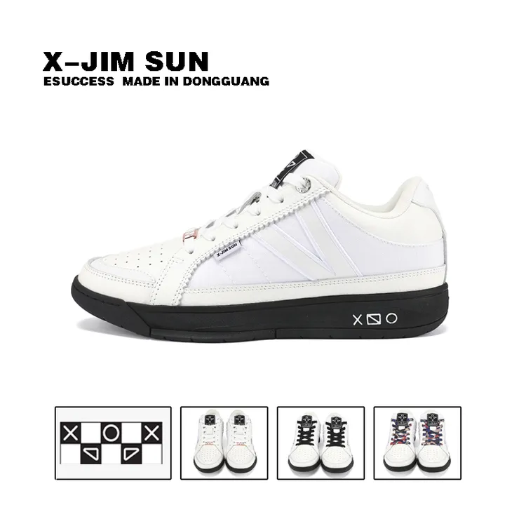 击上滑板鞋 章鱼系列 舒适百搭防滑耐磨运动低帮板鞋学生银狐白