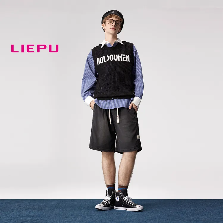 猎璞牛仔短裤男薄款宽松耐磨水洗宽松外穿休闲五分裤薄款中裤男士