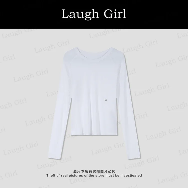 楚楚君 Laugh girl【必备T】圆领纽扣净版显瘦长袖T恤TL53751J
