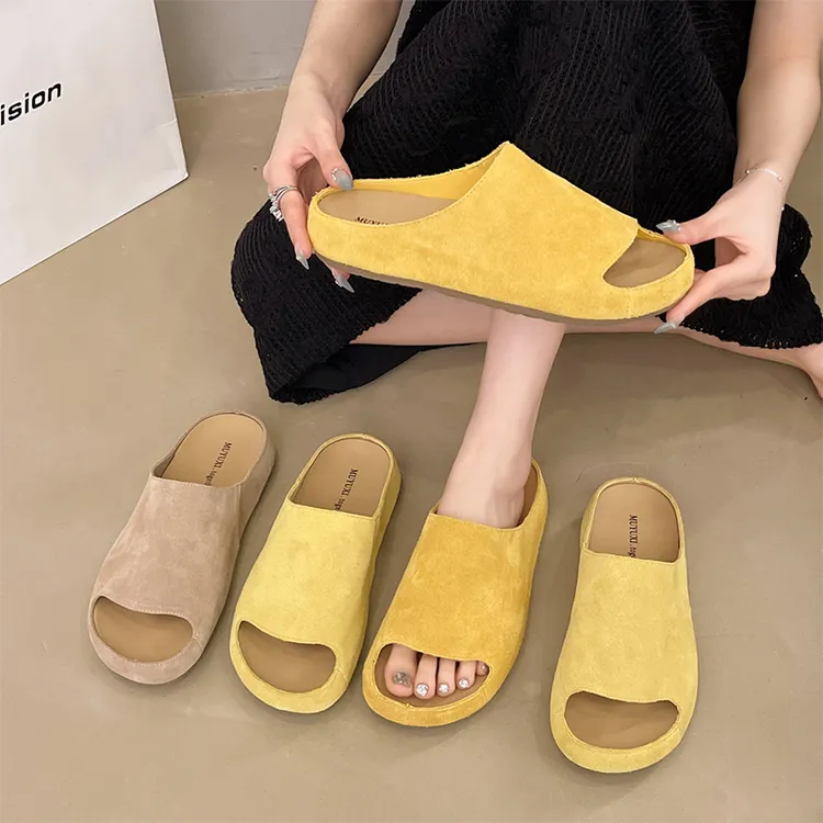 厚底勃肯鞋女2025新款夏季一脚蹬懒人一字拖外穿配裙子露趾凉拖鞋