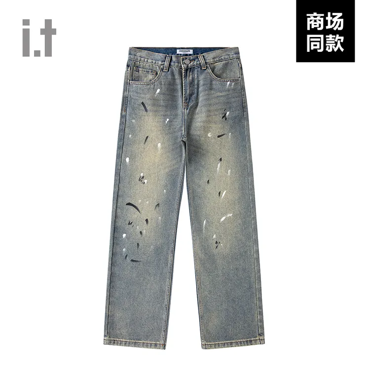 I.T潮牌CHOCOOLATE美式高街休闲水洗牛仔裤男女同款涂鸦设计感潮