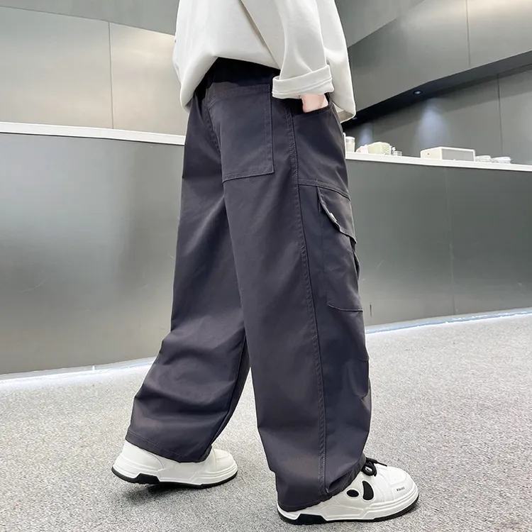 男童工装裤2025秋季新款中大童休闲阔腿裤儿童春秋款宽松直筒裤潮