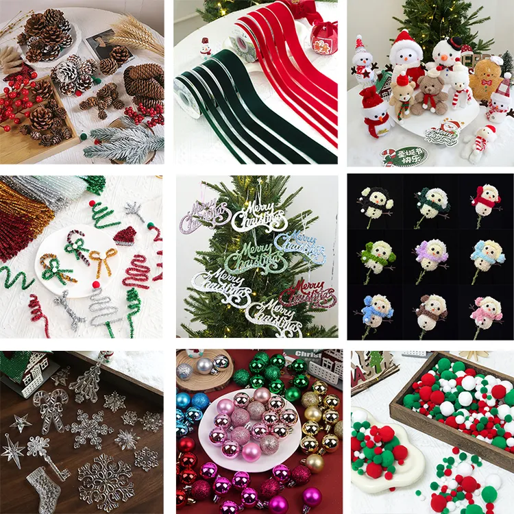 圣诞花束配饰松果串铃铛老人挂饰圣诞节装饰品配件