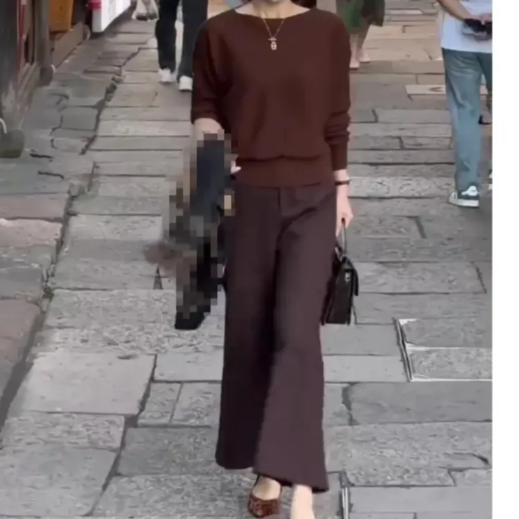 纯色秋款舒服圆领长袖女秋冬新款简约时尚大码上衣