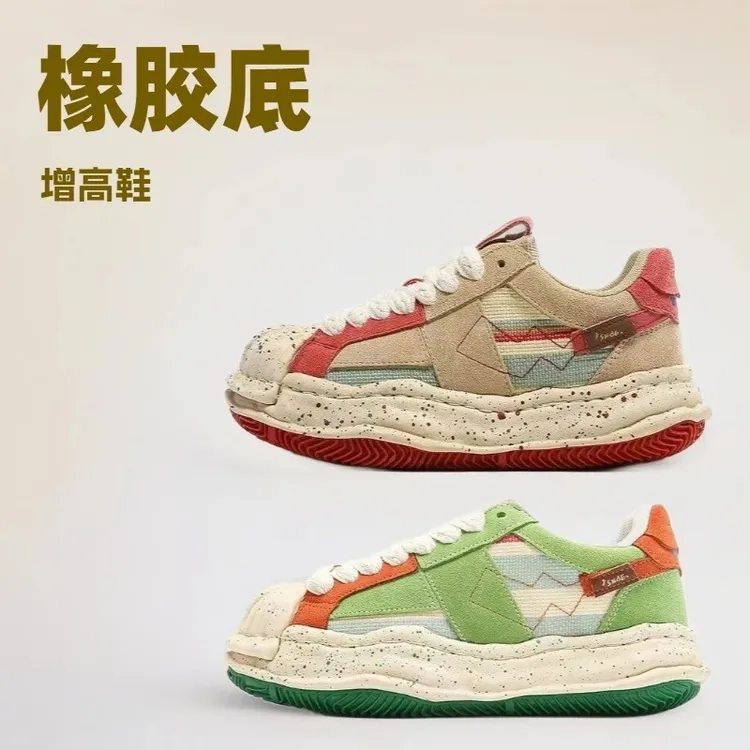 泼墨复古贝壳头溶解鞋春季新款厚底百搭情侣款运动休闲鞋情侣款潮