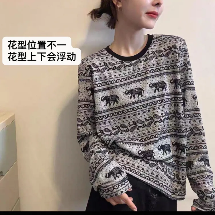 简欧货圆领大象T恤衫5808款