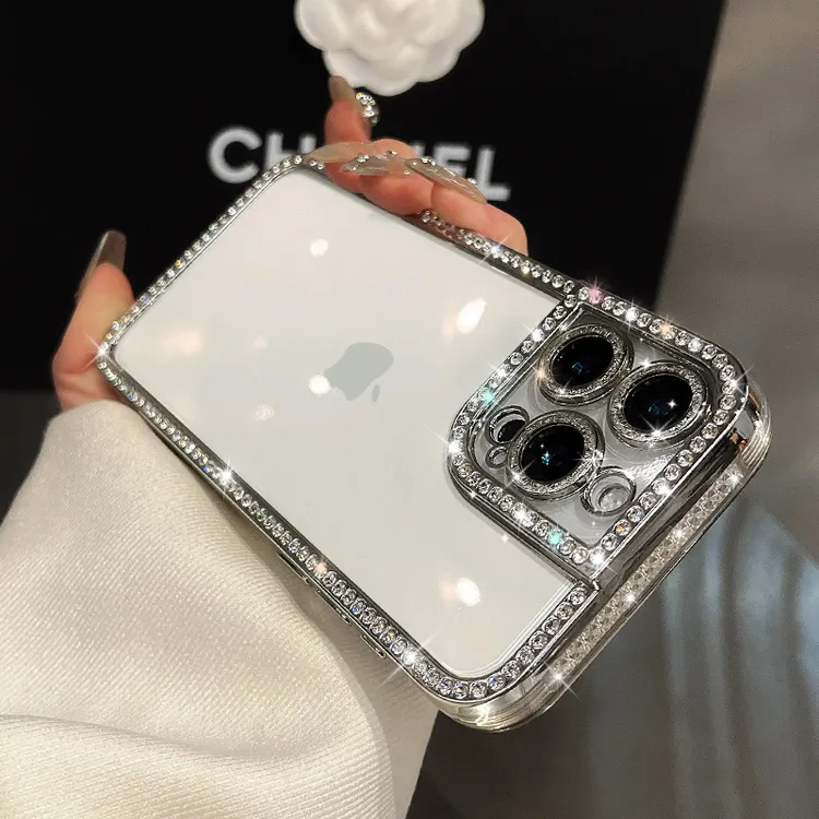 水钻纯壳适用于苹果16/15/14女iPhone13/12电镀高级感防摔手机壳