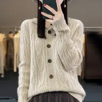【重工绞花开衫】加厚纯羊毛开衫外套羊毛开衫