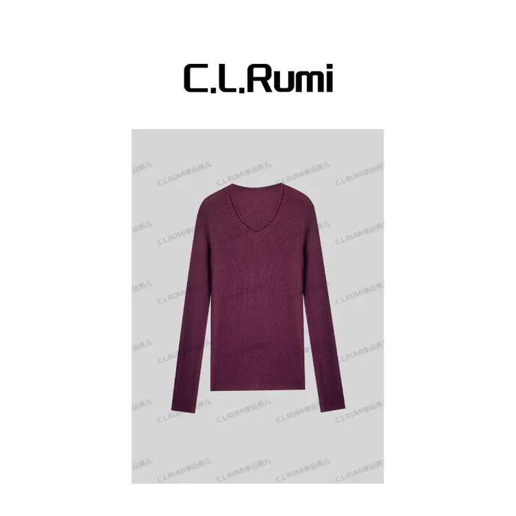 【Rumi时装】“纤影”25早秋可机洗显瘦百搭精纺羊毛针织上衣7089my