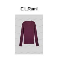 【燕子福利】“纤影”25早秋可机洗显瘦百搭精纺羊毛针织上衣7089my