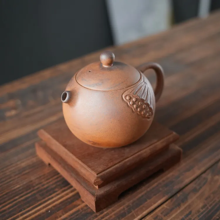 复古粗陶无釉茶壶功夫茶具手工日式原陶泡茶单壶素烧莲蓬西施壶