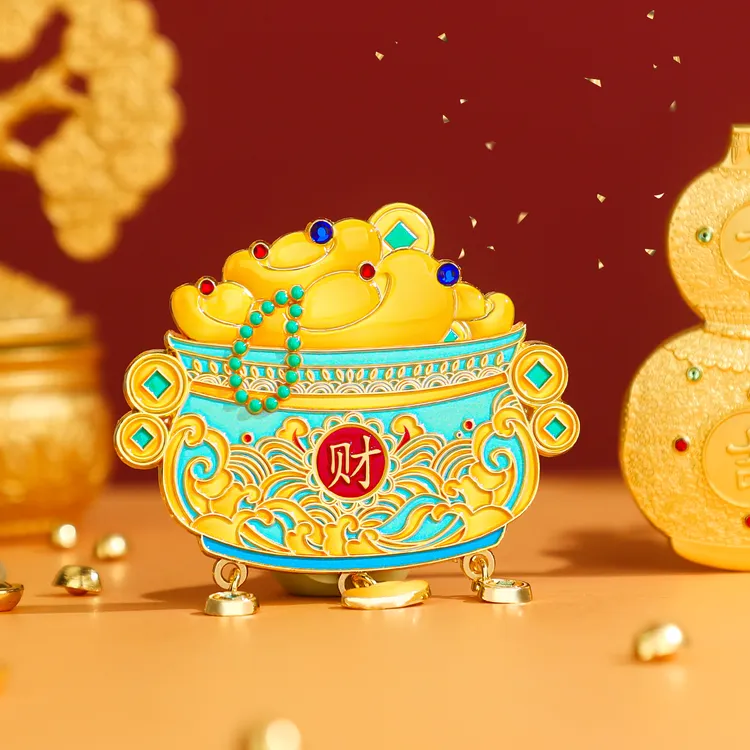 【悦然】中国传统民俗元素财神大吉葫芦聚宝盆福袋金属冰箱贴伴手礼