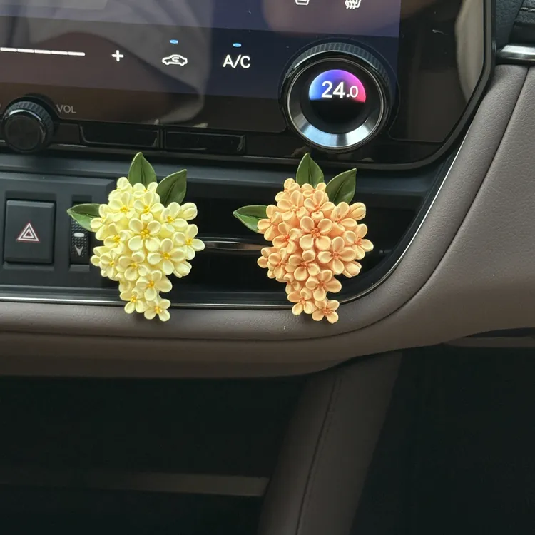 小清新桂花车载香薰汽车空调出风口手绘扩香石车内装饰