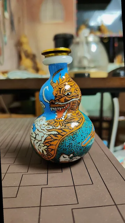 粗嘴八宝龙腾四海天然葫芦烙画彩绘亮光手把件文玩葫芦非遗纯手工