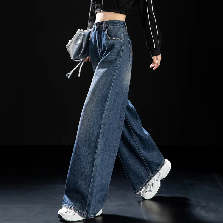美式高街牛仔裤女阔腿裤女款爆款2026新款春秋季宽松复古直筒裤女