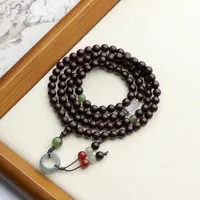 小叶紫檀6mm和田玉多圈手串