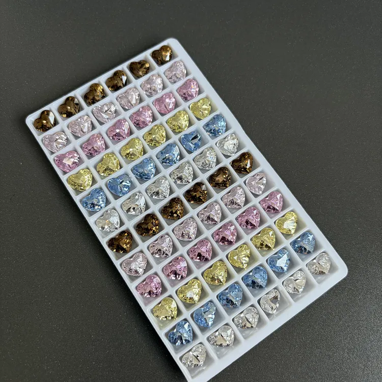 东洲新款几何爱心 超闪胖心DIY手工美甲钻 高品质彩色指甲饰品钻