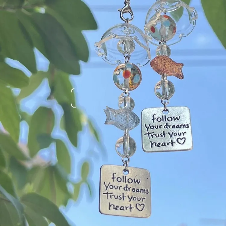 ins风金鱼风铃手机壳挂件ccd相机卡册装饰品diy手串珠子挂饰配件