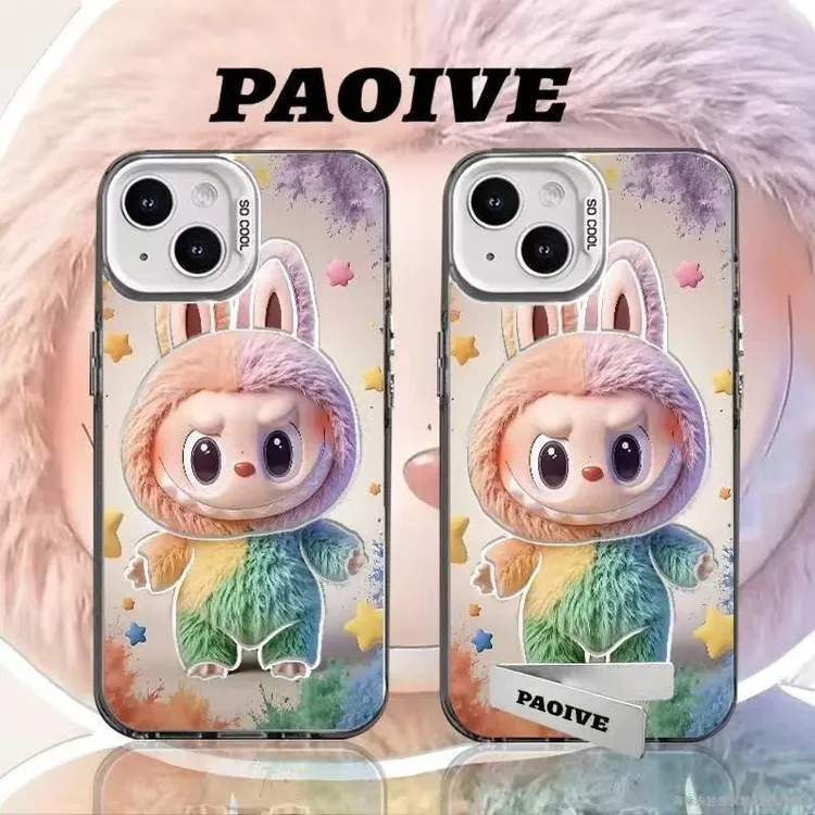 彩虹拉布布适用苹果16手机壳vivo可爱彩银华为防摔小米潮牌labubu