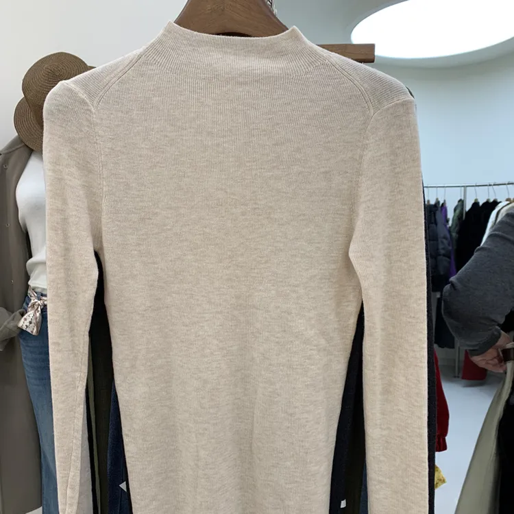 秋冬新款百搭纯色双面绒德绒净版小立领舒适打底上衣