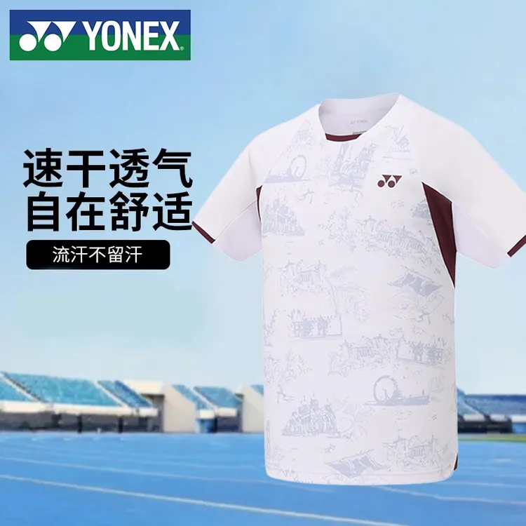 YONEX/尤尼克斯25新款羽毛球服yy透气速干速干衣短袖男女款