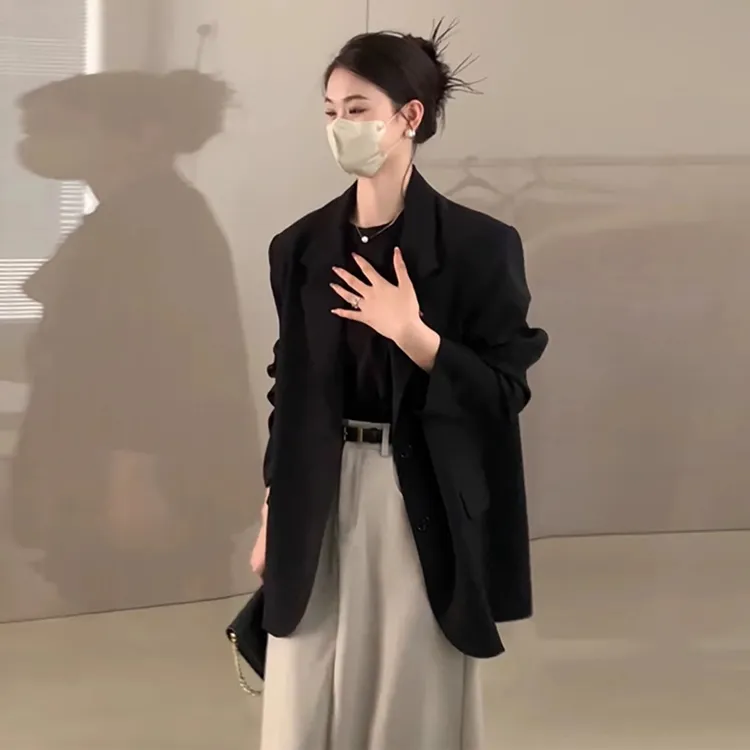 黑色西装外套女小个子2025秋季韩版新款韩系演讲正装瘦正肩西装女