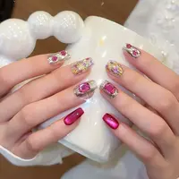 TugeNail“泫雅”韩系爱豆显白气质亮片撞色设计师穿戴美甲TG912