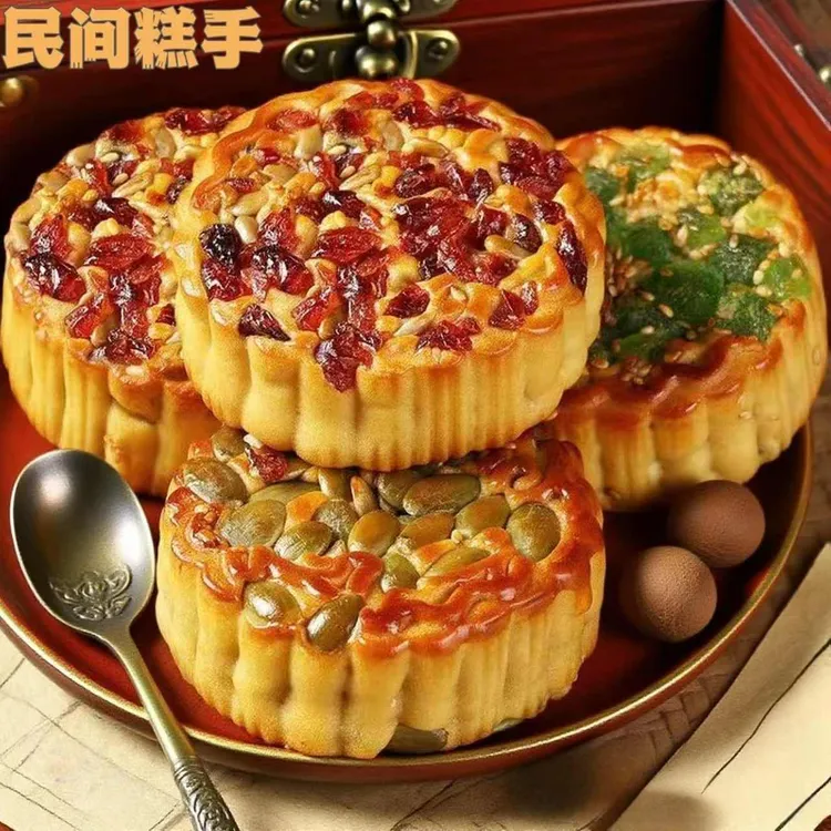 【到手10个】坚果五仁传统月饼皮薄馅足果仁满满适合中秋送礼D