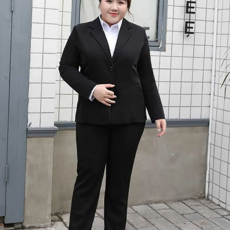 大码胖160-180-220斤春秋职业装女装西装外套正装工作服套装冬