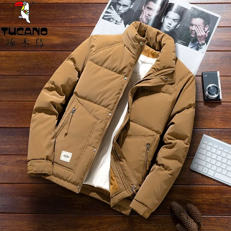 啄木鳥正品冬季新款保暖棉衣男士爆款加厚中老年商务百搭休闲外套