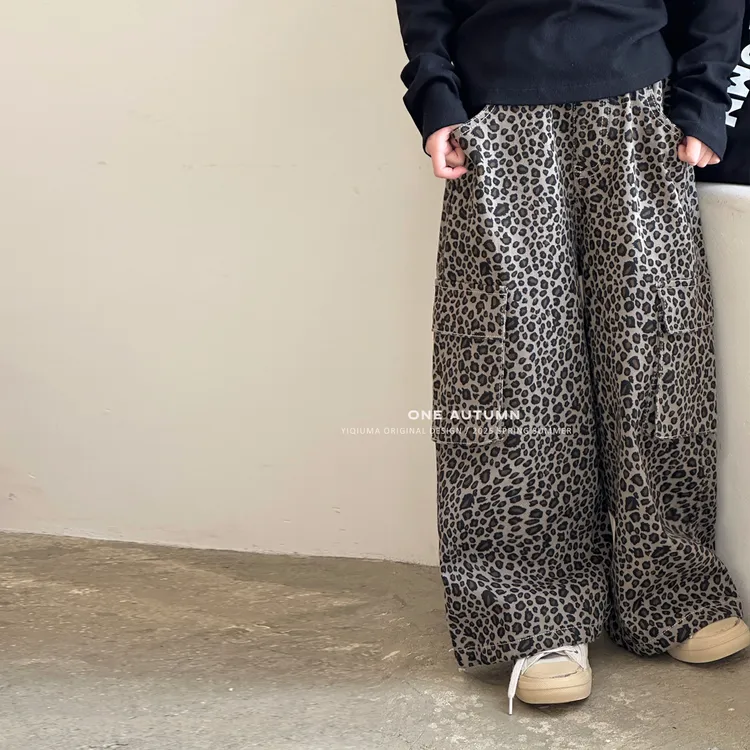 现货「壹秋.ONE AUTUMN」【豹款】豹纹工装裤女童春季直筒阔腿裤