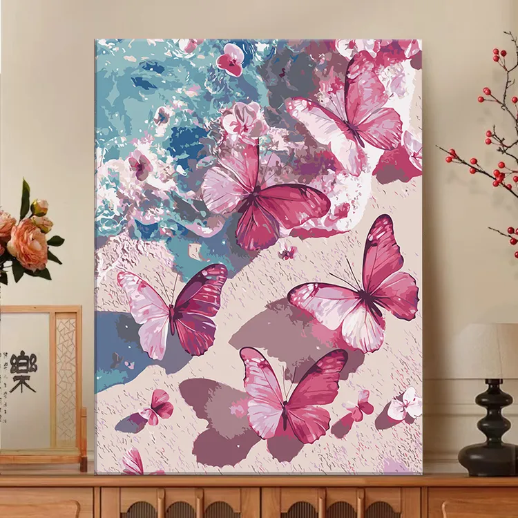 【纯画布】数字油画diy手工填色新年风景丙烯画墙面客厅装饰挂画