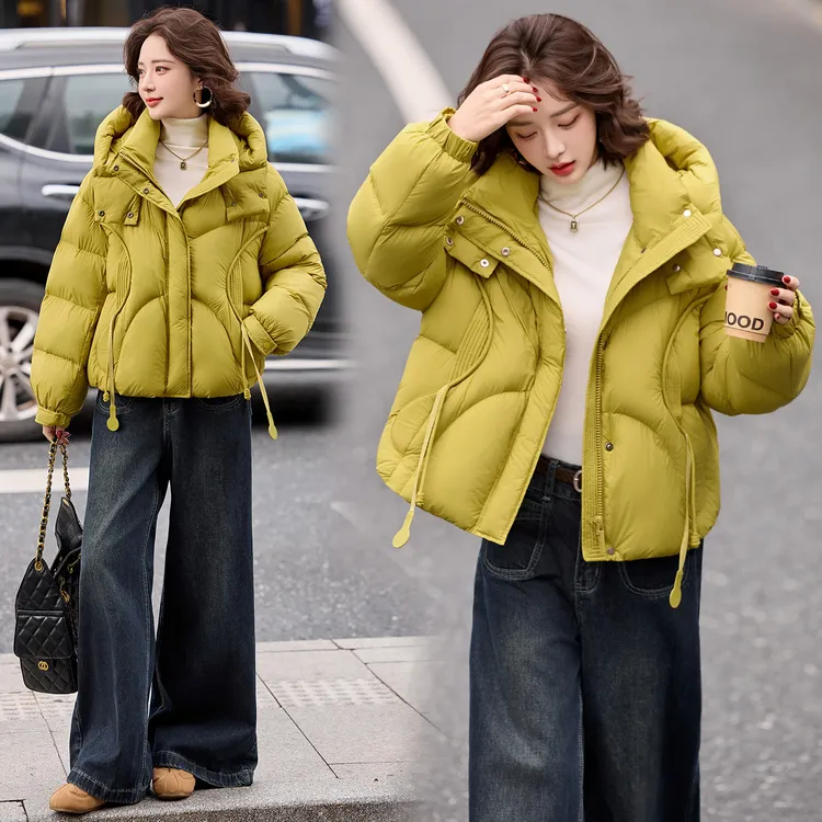 设计感连帽羽绒服女短款小个子2025年冬季新款加厚保暖白鸭绒外套