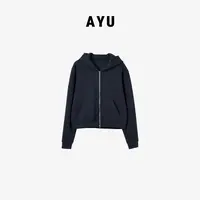 阿玉家&新款欧货时尚休闲女士运动简约款百搭加绒连帽卫衣#00973