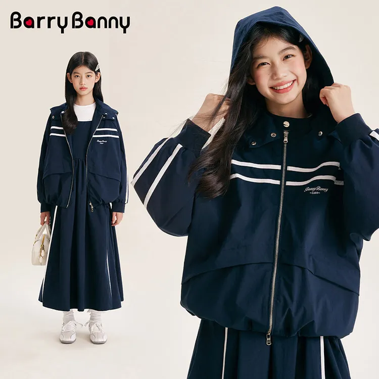 【Barry Banny】女童外套翻领连帽防风夹克上衣 BB-5QD05004