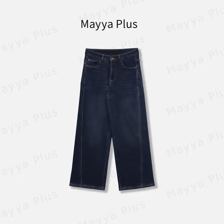 【轻松牛仔】Mayya Plus麦芽定制气质显瘦流光风直筒牛仔裤32546279