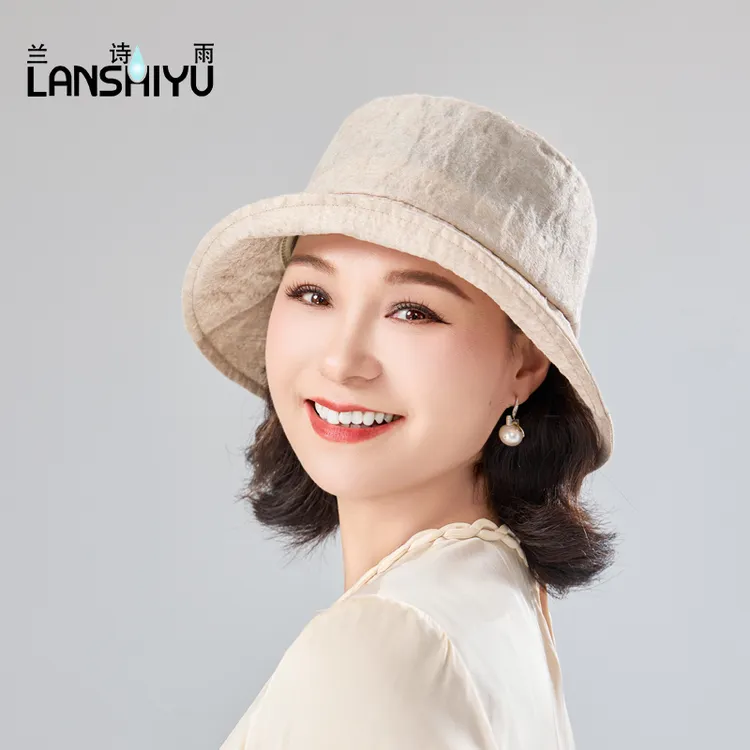 春夏亚麻渔夫帽轻薄透气遮阳帽防紫外线盆帽帽子防晒遮阳帽女士