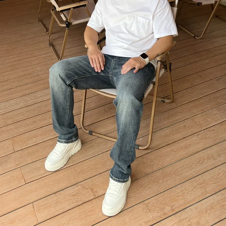 【中直筒】2025秋季男士深蓝水洗中直筒舒适柔顺百搭休闲牛仔裤5861
