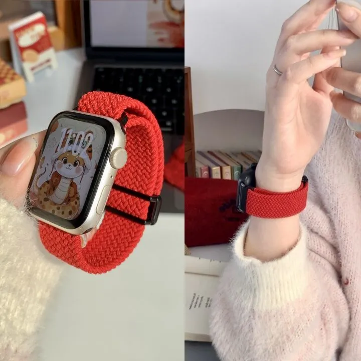 苹果适用尼龙磁吸编织表带s9手表iwatch系列柔软苹果watch表带