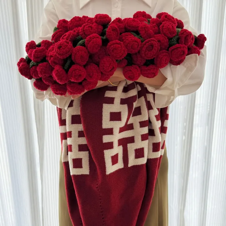 玫瑰花束毯子成品百喜毯新婚结婚订婚高级礼物实用送新人新娘闺蜜