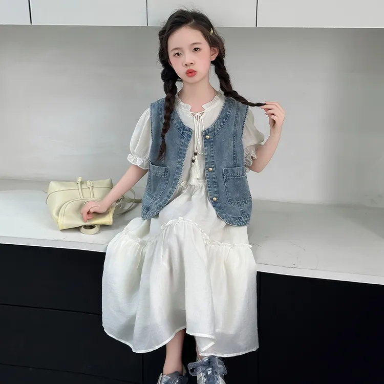 女童连衣裙夏装6-12岁潮款洋气中大童雪纺裙子夏季小女孩公主裙潮