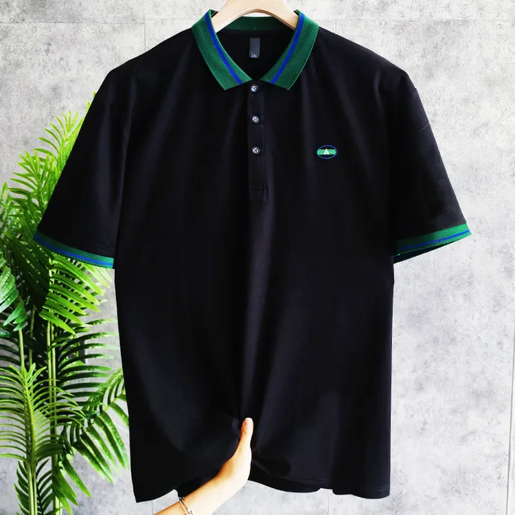 夏装加肥加大码短袖T恤男胖子宽松翻领半袖弹力POLO体恤衫XXXXL