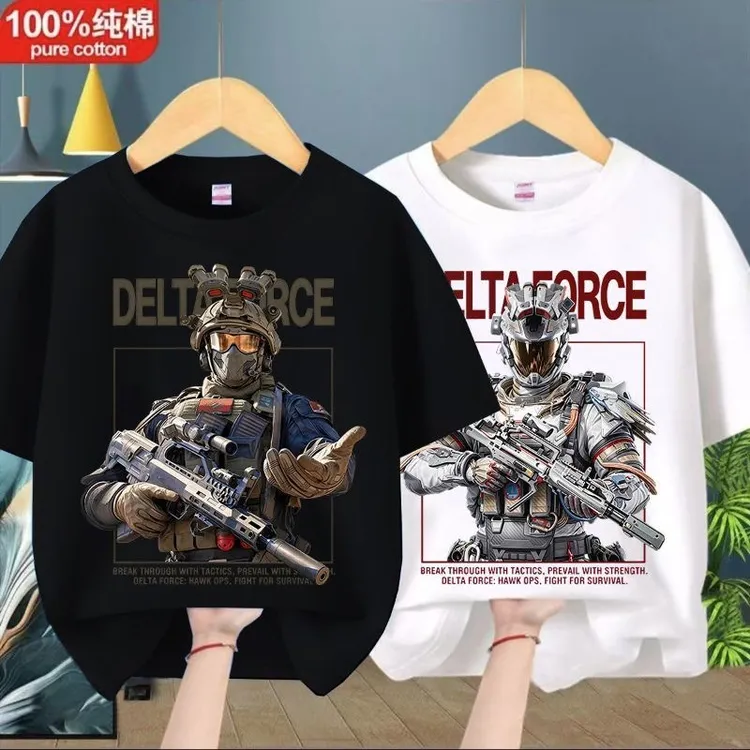 三角洲行动游戏周边衣服威龙红狼儿童纯棉T恤衫夏季帅气短袖短裤