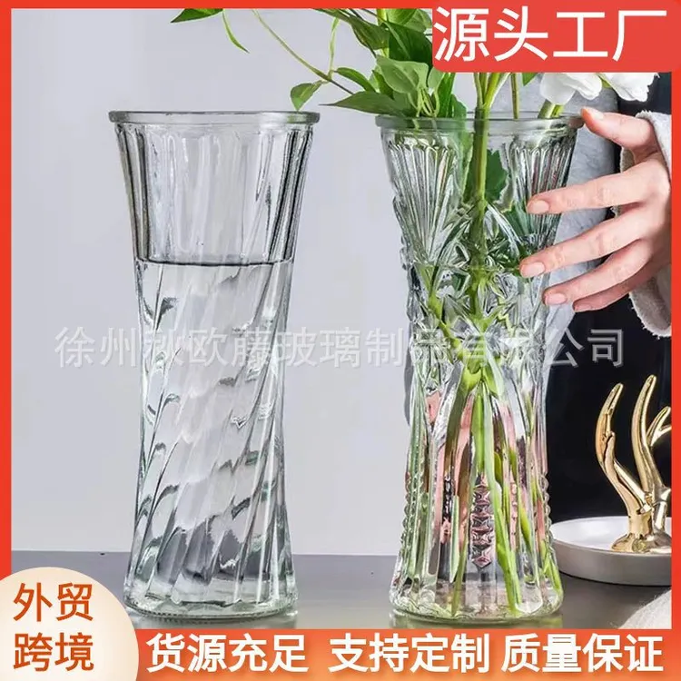 富贵竹玻璃花瓶水培ins风摆件 直筒大花瓶高级感落地家居装饰