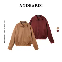 ANDEARDI格纹拼接麂皮绒感外套女2025秋季宽松小个子短款时尚外套